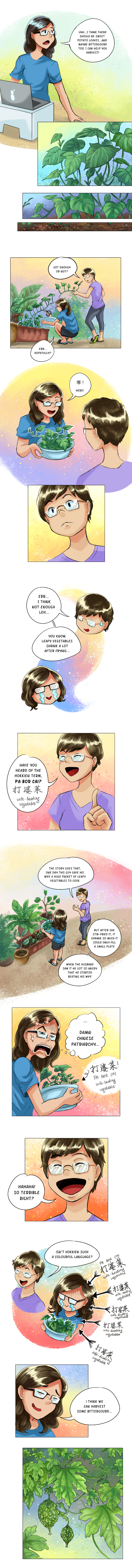 Scenes from episode 5 of my webcomic Refu(SE/SL/GE), showing my mom explain the Hokkien term 'Pa Bor Cai' to me, and me being pissed off at Chinese patriarchy