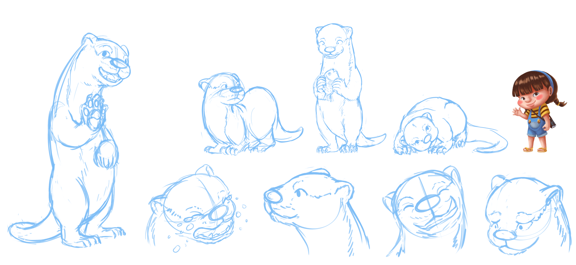 WIP sketches of Mr. Otter's character sheet.