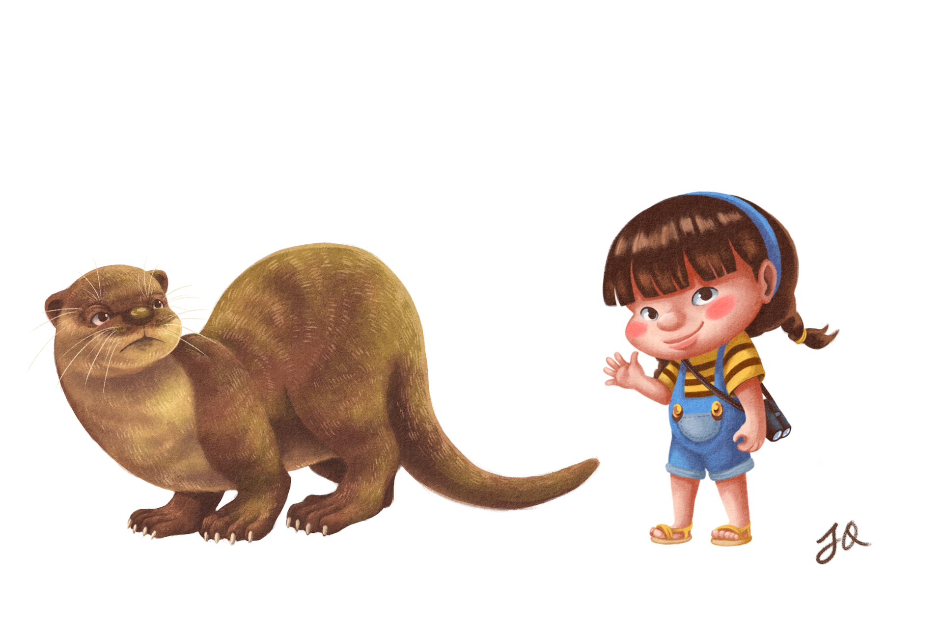 Color/rendering study of Mr. Otter, placed next to Shan Shan for size reference.