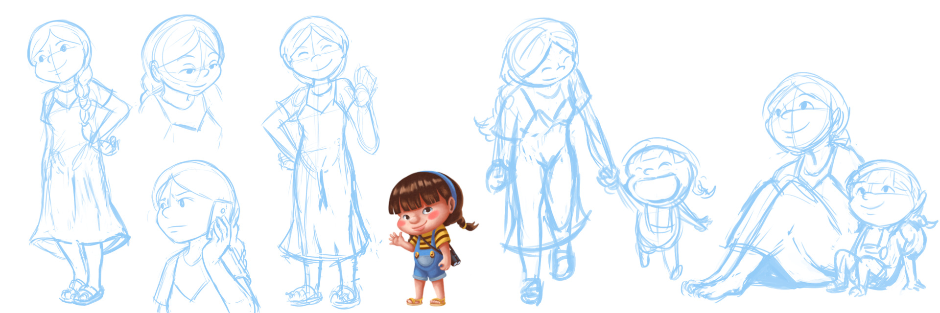 Initial sketches for Ah Tin's character