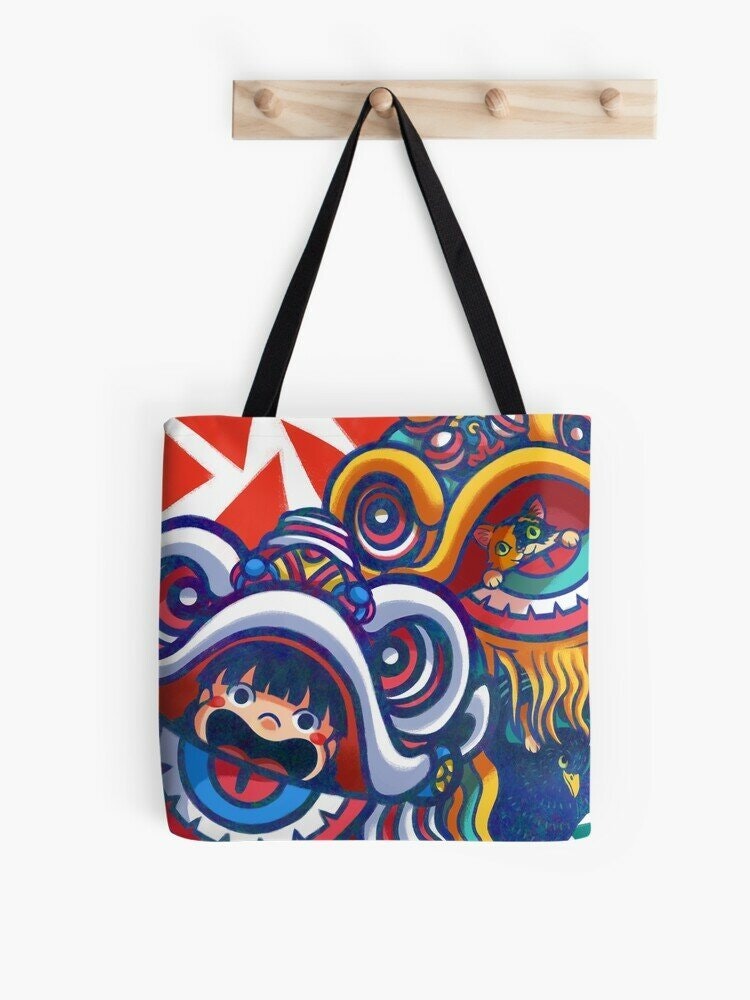 Generated image showing the design on a full-print tote bag