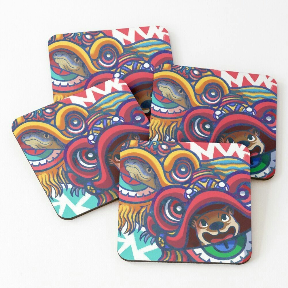 Generated image showing the design on a set of 4 coasters