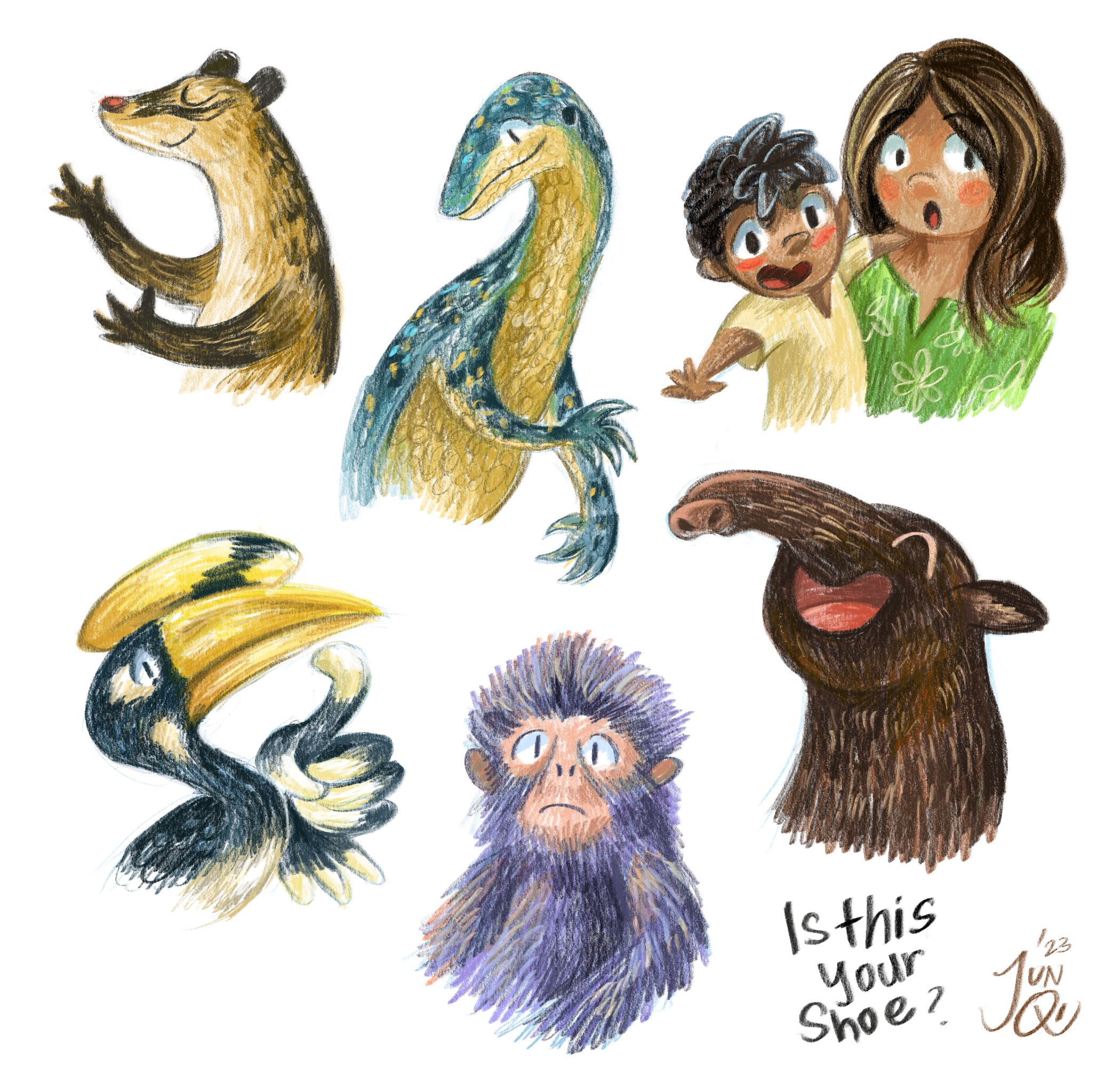 Illustration of various characters from Is This Your Shoe?